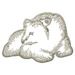 Sleeping fox curled up in soft white and gray fur, exuding warmth and tranquility in a cozy tone.