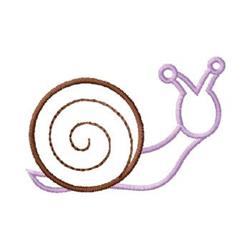 Cute snail with a prominent brown spiral shell and light purple body, perfect for playful home decor.
