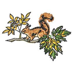 beginner-friendly tree machine embroidery pattern - Squirrel for kitchen tea towels