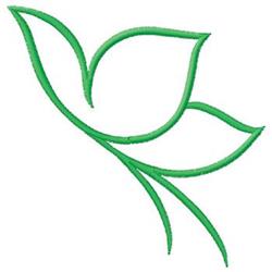 Stylized leaf in vibrant green with smooth lines, embodying a modern, minimalist aesthetic suitable for quilting.