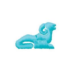 Stylized ram design in vibrant turquoise with smooth curves, showcasing a modern aesthetic and playful horns.