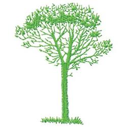 Stylized tree with green foliage and a neat trunk, featuring a simple and modern aesthetic.
