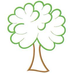 Stylized tree with fluffy green foliage and a slender brown trunk, showcasing a whimsical design.