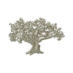 Stylized tree with leafy branches and a thick trunk in beige and cream hues. Minimalist design for home decor.