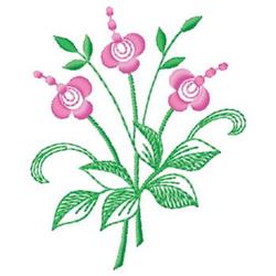 quick stitch leaf machine embroidery pattern - Three Flowers for reusable tote bags
