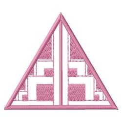 Decorative triangular design in light pink with geometric patterns, ideal for modern machine embroidery projects.