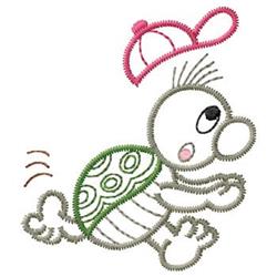 Cartoon turtle with a pink cap and lively expression, featuring a patterned shell with green swirls.