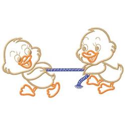Two Ducks - 5x7 bird beginner-friendly machine embroidery design for Baby Blankets
