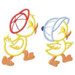 Two Ducks - 5x7 bird quick stitch machine embroidery design for Kids T-Shirts