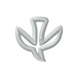 Minimalist leaf design in white with smooth contours, ideal for modern decor and versatile textile projects.