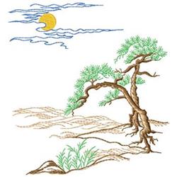beginner-friendly sunflower machine embroidery pattern - Windswept Tree for decorative pillow covers