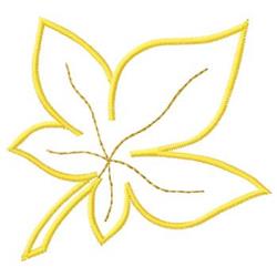 Simplistic yellow leaf with thin outlines, showcasing a clean springtime design perfect for embroidery.