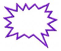 Bold comic speech bubble in vibrant purple with sharp edges, perfect for patches and decorative embroidery.