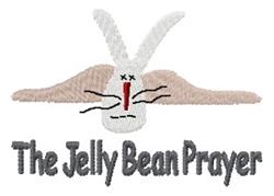 Colorful rabbit face with prominent ears and playful text 'The Jelly Bean Prayer', perfect for Easter.
