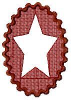 White star with scalloped red outline on textured background, perfect for holiday decorations.