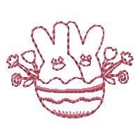 Redwork Easter Bunny Egg - 4x4 bunny rabbit redwork embroidery design for Baby Blankets