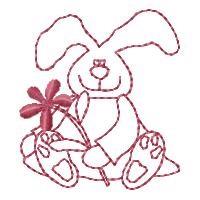 Redwork Easter Bunny - 4x4 bunny rabbit redwork embroidery design for Baby Blankets