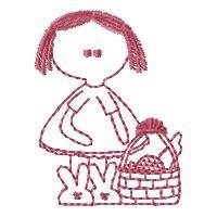 beginner-friendly easter child redwork machine embroidery pattern - Redwork Easter Child for decorative pillow covers