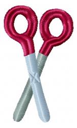 Playful scissors with red circular handles and light blue blades, perfect for crafting projects.