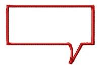 Applique speech bubble with a bold red outline and a blank interior in a clean, minimalist style.