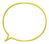 Speech bubble with a bold yellow outline and a blank interior, showcasing a minimalistic style.