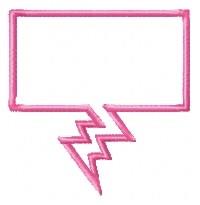 Playful speech bubble with a bright pink outline and zigzag base, ideal for casual designs.
