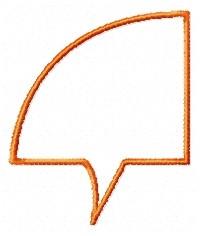Speech bubble with a distinct orange outline on a white background, minimalistic style suitable for modern decor.