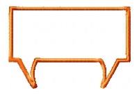Modern speech bubble with bright orange outline and two pointed tails, featuring a minimalist style.