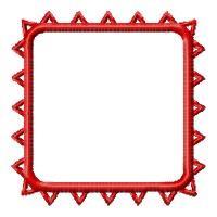 Square frame in bold red with pointed edges, featuring a clean design for customization.
