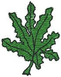 Detailed embroidery of a broadleaf with vibrant green color, textured stitching, and outlined edges, perfect for nature theme