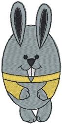 Playful gray rabbit in a yellow shirt, cheerful and cartoonish, perfect for spring-themed projects.