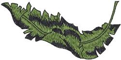 Realistic leaf in green shades with textured surface and dark outlines, ideal for nature-inspired designs.