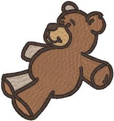 Playful teddy bear in cartoon style, featuring brown fur, light tan details, and a smiling face.