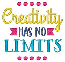 Playful text design featuring 'Creativity has no LIMITS' in vibrant colors and decorative dots.