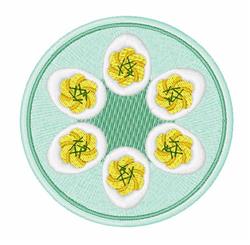 detailed egg machine embroidery pattern - Deviled Eggs perfect for reusable tote bags