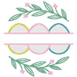 Easter Eggs Split - 4x4 leaf detailed machine embroidery design for Easter Baskets