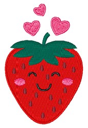 Happy Kawaii Strawberry Embroidery Design