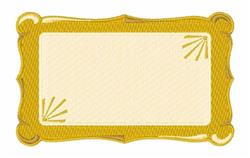 Rectangular frame with bright yellow outline and textured fill, featuring elegant decorative corners on a light background.