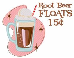 Playful root beer float mug with ice cream, striped straw, and retro text against a pink background.