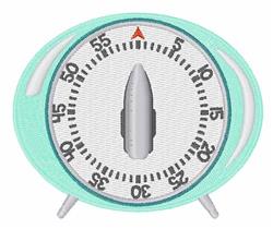 Playful timer design with mint green casing, gray face, and bold black numbers, perfect for kitchen towels.