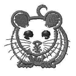 Playful cartoon mouse face with large round ears and prominent whiskers, perfect for kids.
