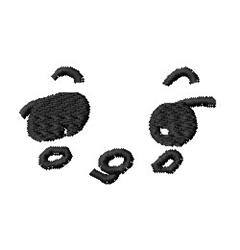 Playful panda face design featuring minimalist eyes, nose, and ears with a cute black color scheme.