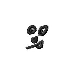 Playful panda face with black stitching, capturing whimsical facial features in a simple design, perfect for kids' items.