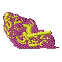 Vibrant yellow sewing machine on a playful pink background, featuring whimsical curves and creative design.
