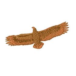 Realistic eagle soaring with a detailed wingspan, showcasing intricate feathers in rich brown tones.