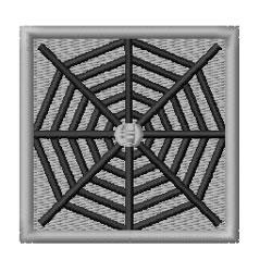 Geometric spider web with bold black outlines on a subtle gray background, perfect for Halloween decor.