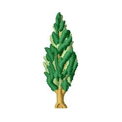 Stylized tree with a tall brown trunk and lush green leaves in various shades, ideal for home decor.