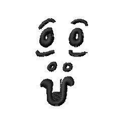 Cartoon surprised face with bold lines, wide eyes, and an open mouth, set against a white background.