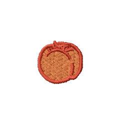 Playful stylized tomato patch in bright orange with a vibrant red outline, perfect for cheerful kitchen decor.