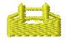 Playful yellow basket with a woven texture and pointed ends, perfect for casual decor or storage.